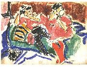 Ernst Ludwig Kirchner Two women at a couch oil painting on canvas